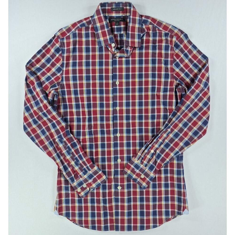Banana Republic Grant Fit Shirt Mens Small S Multicolor Plaid Non Iron LS Button